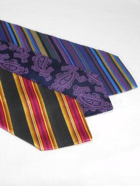 3 elegant brilliant color Etro made in Italy multi color all silk ties.